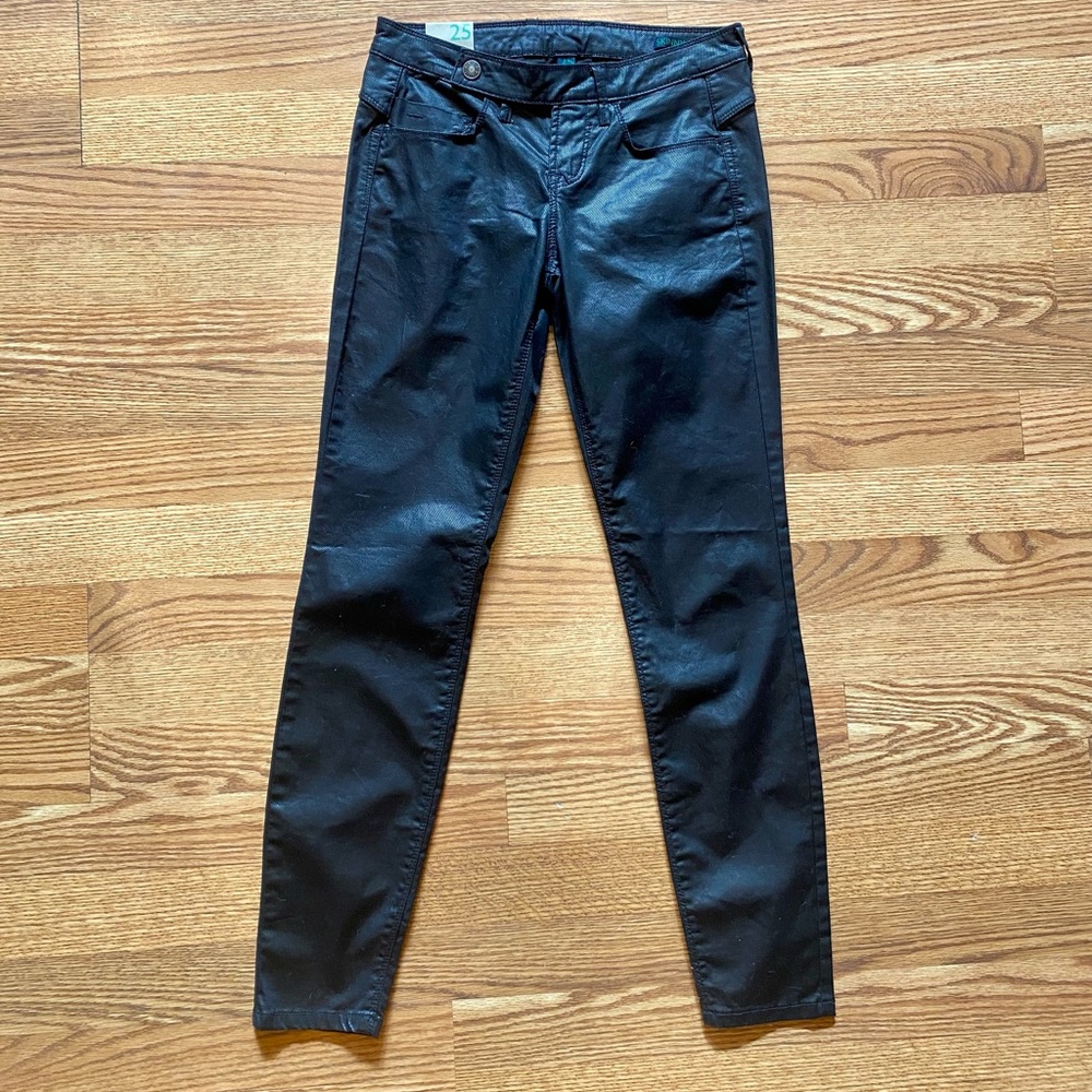 Leather-like Benetton black skinny jeans